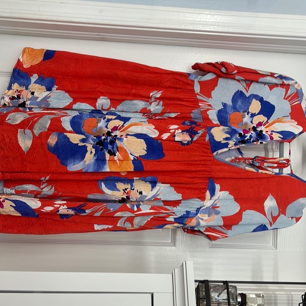 Floral Red and Blue Dress